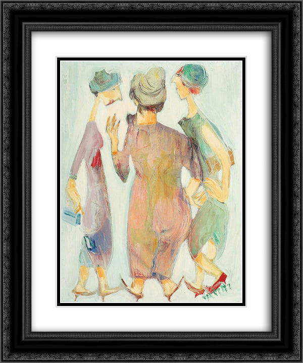 The Three Graces 20x24 Black Ornate Wood Framed Art Print Poster with Double Matting by Peltz, Tia