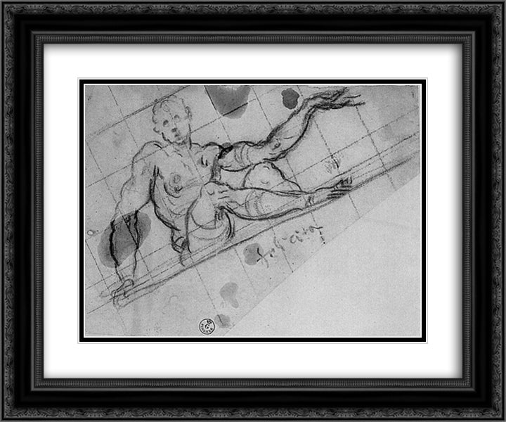 Design for an Allegory of Fortune (Felicita) 24x20 Black Ornate Wood Framed Art Print Poster with Double Matting by Tintoretto