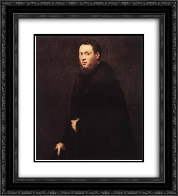 Portrait of a Young Gentleman 20x22 Black Ornate Wood Framed Art Print Poster with Double Matting by Tintoretto