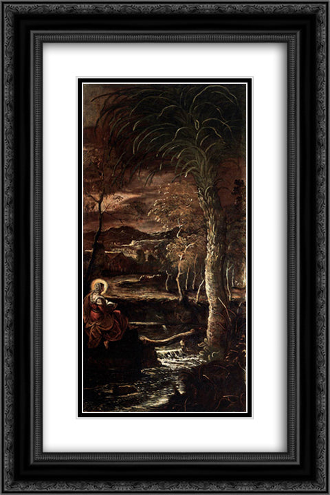 St Mary of Egypt 16x24 Black Ornate Wood Framed Art Print Poster with Double Matting by Tintoretto