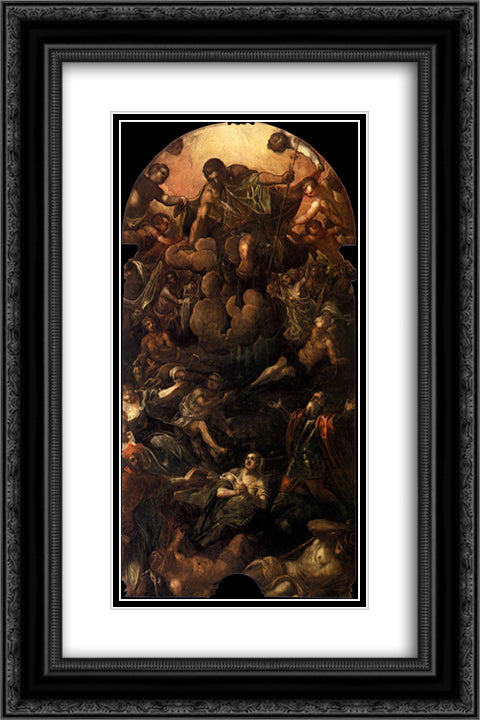The Apparition of St Roch 16x24 Black Ornate Wood Framed Art Print Poster with Double Matting by Tintoretto