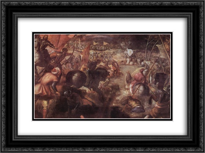 The battle of the Taro 24x18 Black Ornate Wood Framed Art Print Poster with Double Matting by Tintoretto