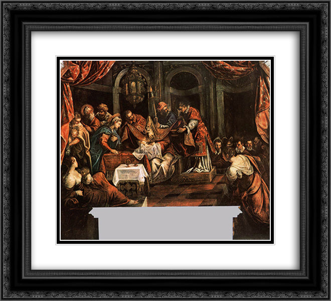 The Circumcision 22x20 Black Ornate Wood Framed Art Print Poster with Double Matting by Tintoretto
