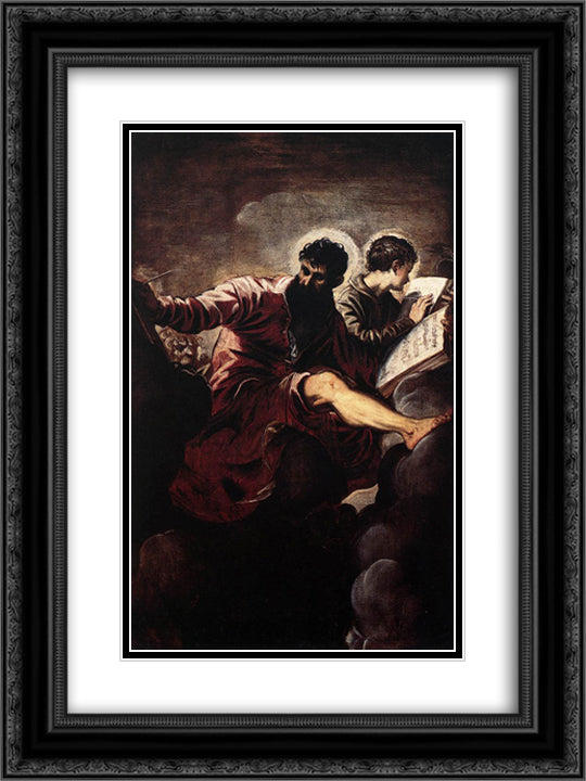 The Evangelists Mark and John 18x24 Black Ornate Wood Framed Art Print Poster with Double Matting by Tintoretto