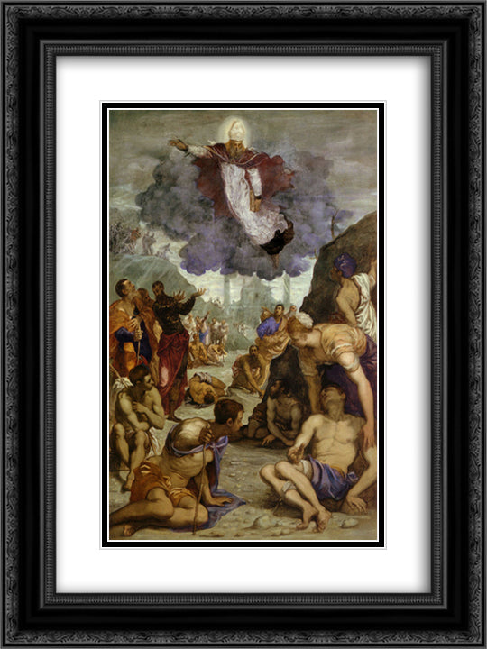 The Miracle of St Augustine 18x24 Black Ornate Wood Framed Art Print Poster with Double Matting by Tintoretto
