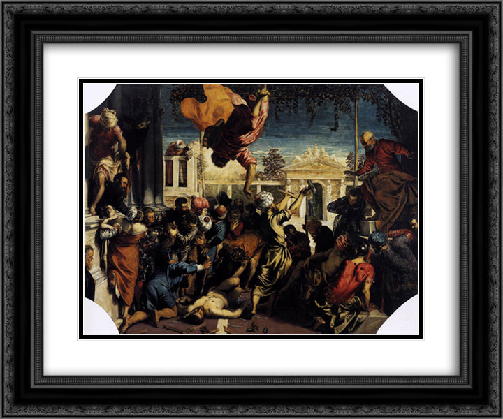 The Miracle of St Mark Freeing the Slave 24x20 Black Ornate Wood Framed Art Print Poster with Double Matting by Tintoretto
