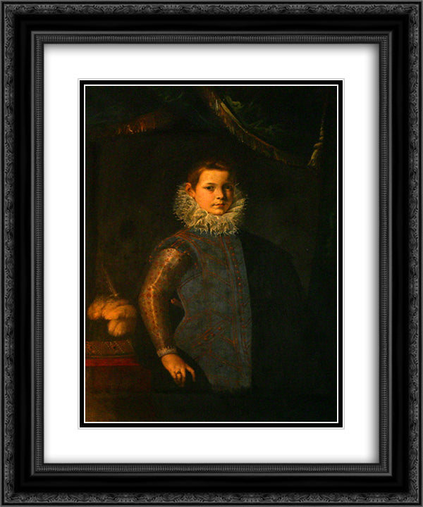 Cosimo de Medici, later Grand Duke of Tuscany 20x24 Black Ornate Wood Framed Art Print Poster with Double Matting by Titian