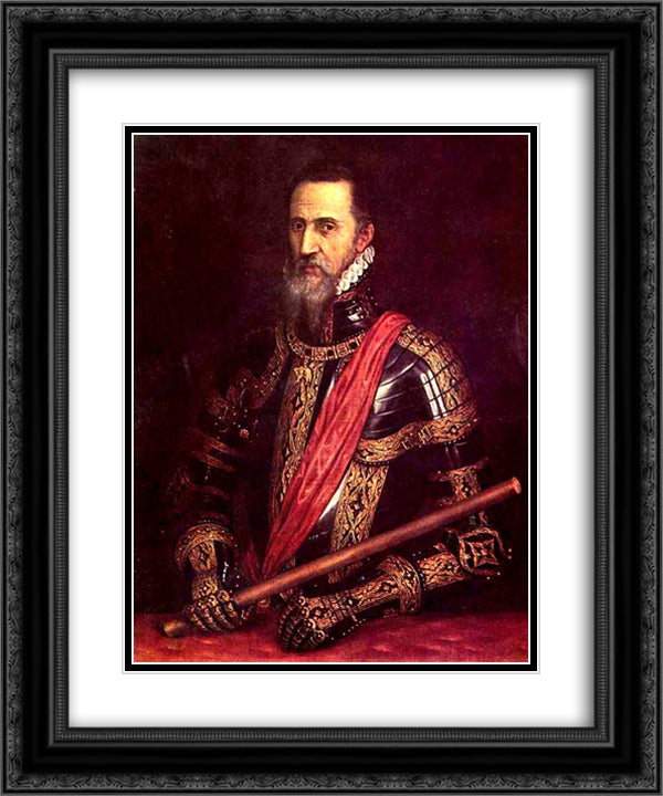 Portrait of Don Fernando Alvarez of Toledo, Grand Duke of Alba 20x24 Black Ornate Wood Framed Art Print Poster with Double Matting by Titian
