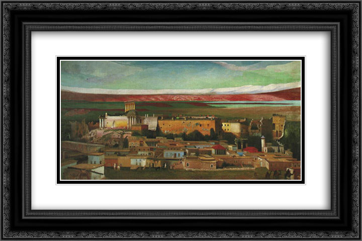 Baalbek 24x16 Black Ornate Wood Framed Art Print Poster with Double Matting by Csontvary, Tivadar Kosztka