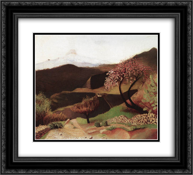 Blossoming Almonds (Landscape in Italy) 22x20 Black Ornate Wood Framed Art Print Poster with Double Matting by Csontvary, Tivadar Kosztka