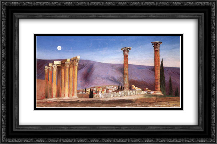 Ruins of the Jupiter Temple in Athens 24x16 Black Ornate Wood Framed Art Print Poster with Double Matting by Csontvary, Tivadar Kosztka