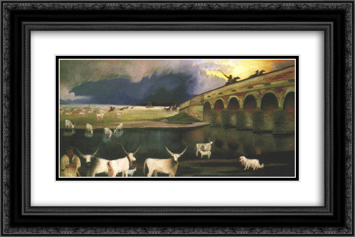 Storm on the Hortobagy 24x16 Black Ornate Wood Framed Art Print Poster with Double Matting by Csontvary, Tivadar Kosztka
