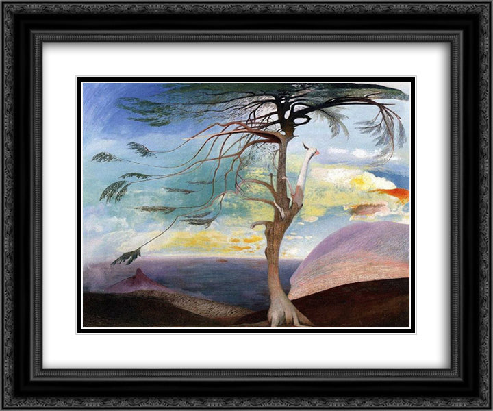 The Lonely Cedar 24x20 Black Ornate Wood Framed Art Print Poster with Double Matting by Csontvary, Tivadar Kosztka