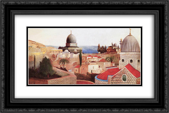 View of the Dead Sea from the Temple Square in Jerusalem 24x16 Black Ornate Wood Framed Art Print Poster with Double Matting by Csontvary, Tivadar Kosztka