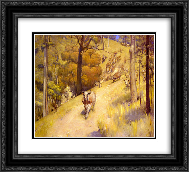 A Mountain Muster 22x20 Black Ornate Wood Framed Art Print Poster with Double Matting by Roberts, Tom