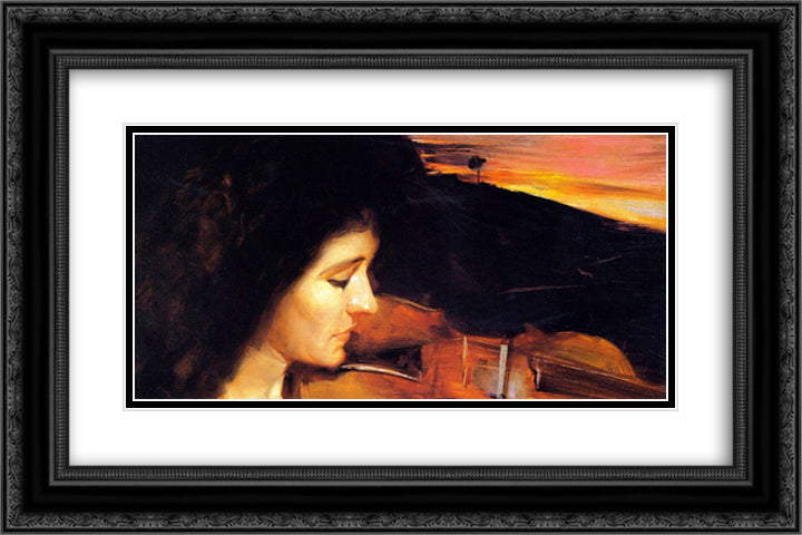 Adagio 24x16 Black Ornate Wood Framed Art Print Poster with Double Matting by Roberts, Tom