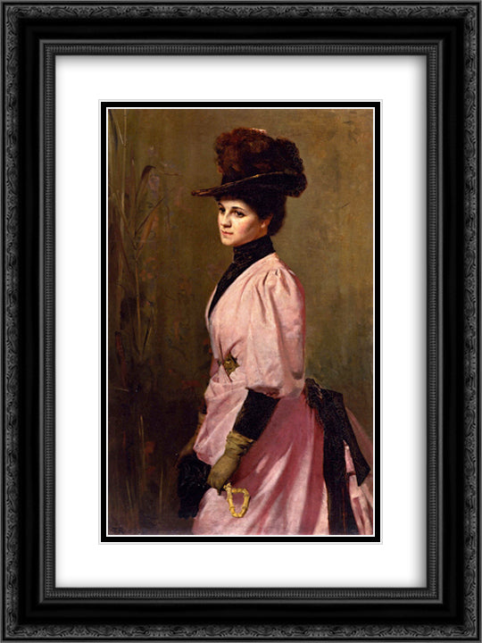 An Australian Native 18x24 Black Ornate Wood Framed Art Print Poster with Double Matting by Roberts, Tom