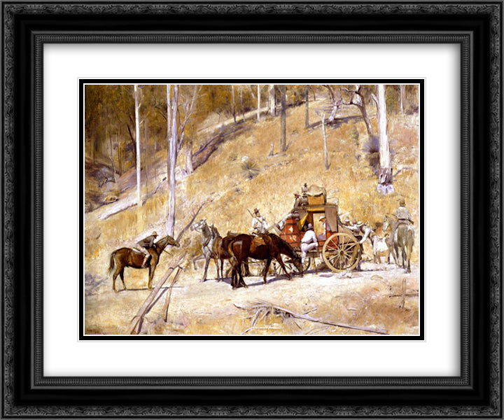 Bailed Up 24x20 Black Ornate Wood Framed Art Print Poster with Double Matting by Roberts, Tom
