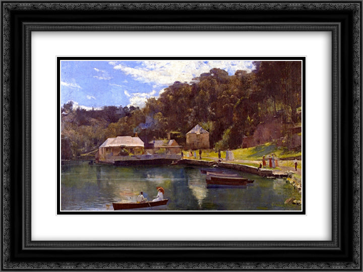 Mosman's Bay 24x18 Black Ornate Wood Framed Art Print Poster with Double Matting by Roberts, Tom