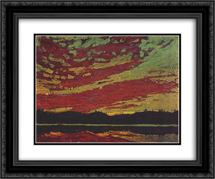 Sunset 24x20 Black Ornate Wood Framed Art Print Poster with Double Matting by Thomson, Tom