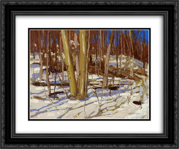 Untitled (Wooden Landscape) 24x20 Black Ornate Wood Framed Art Print Poster with Double Matting by Thomson, Tom