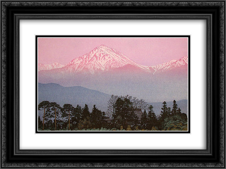 Early Spring in Azumino 24x18 Black Ornate Wood Framed Art Print Poster with Double Matting by Yoshida, Toshi