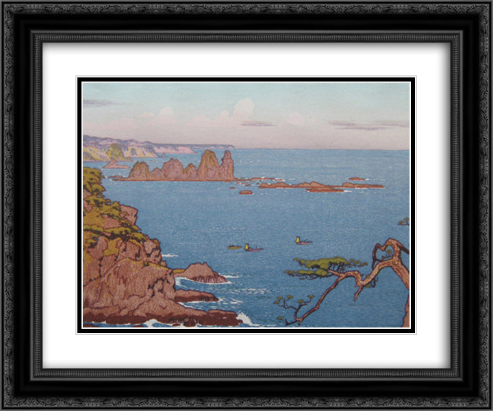 Irozaki, Evening 24x20 Black Ornate Wood Framed Art Print Poster with Double Matting by Yoshida, Toshi