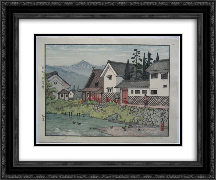 Matsumoto 24x20 Black Ornate Wood Framed Art Print Poster with Double Matting by Yoshida, Toshi