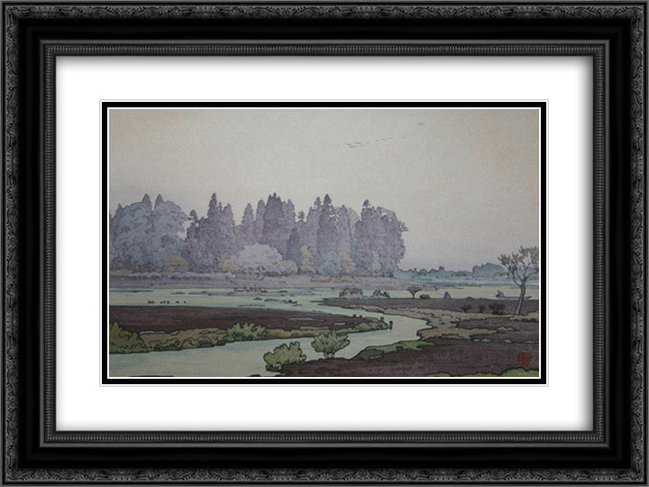 Morinji in Spring 24x18 Black Ornate Wood Framed Art Print Poster with Double Matting by Yoshida, Toshi