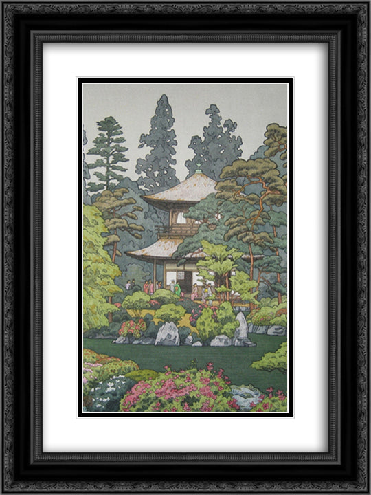 Silver Pavillion - Kyoto 18x24 Black Ornate Wood Framed Art Print Poster with Double Matting by Yoshida, Toshi