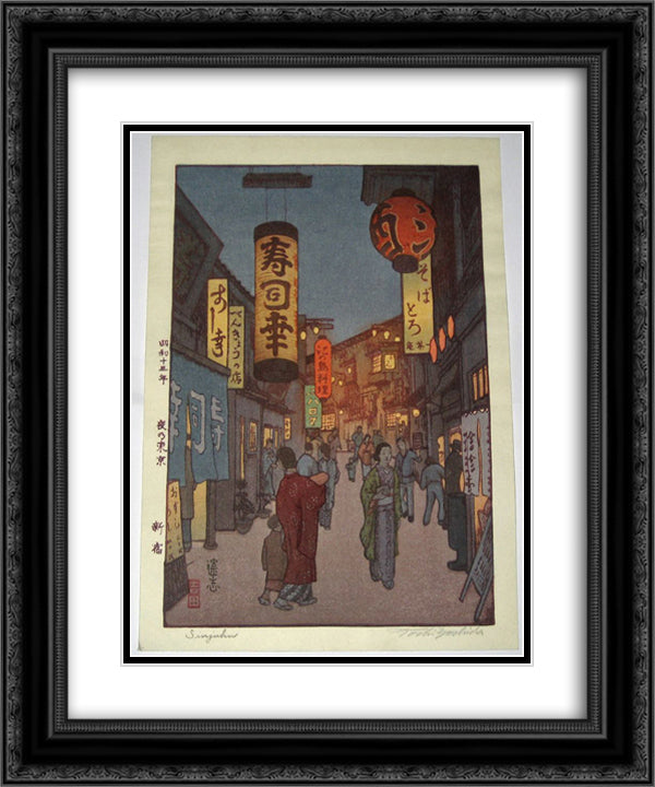 Sinjuhu 20x24 Black Ornate Wood Framed Art Print Poster with Double Matting by Yoshida, Toshi