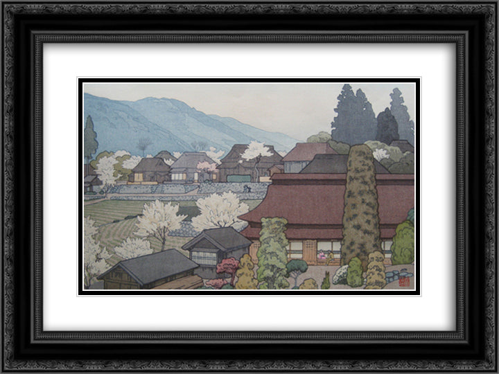 Village of Plums 24x18 Black Ornate Wood Framed Art Print Poster with Double Matting by Yoshida, Toshi