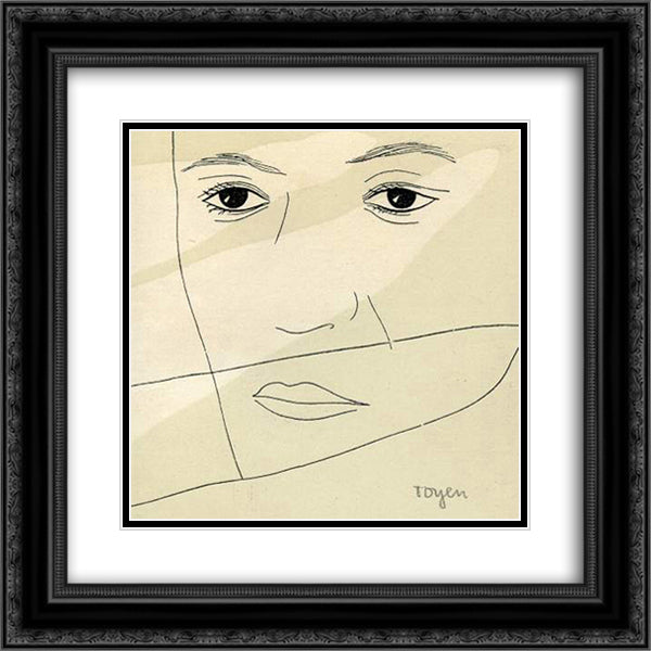 A Lover 20x20 Black Ornate Wood Framed Art Print Poster with Double Matting by Toyen