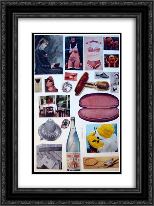 Collage 2 18x24 Black Ornate Wood Framed Art Print Poster with Double Matting by Toyen