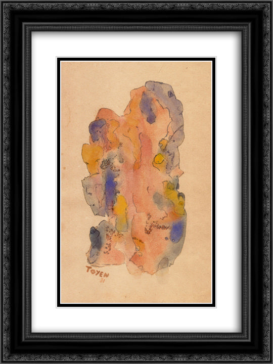 Composition 18x24 Black Ornate Wood Framed Art Print Poster with Double Matting by Toyen