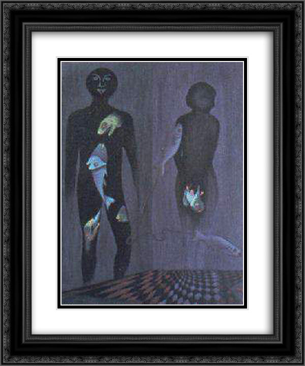 Eclipse 20x24 Black Ornate Wood Framed Art Print Poster with Double Matting by Toyen