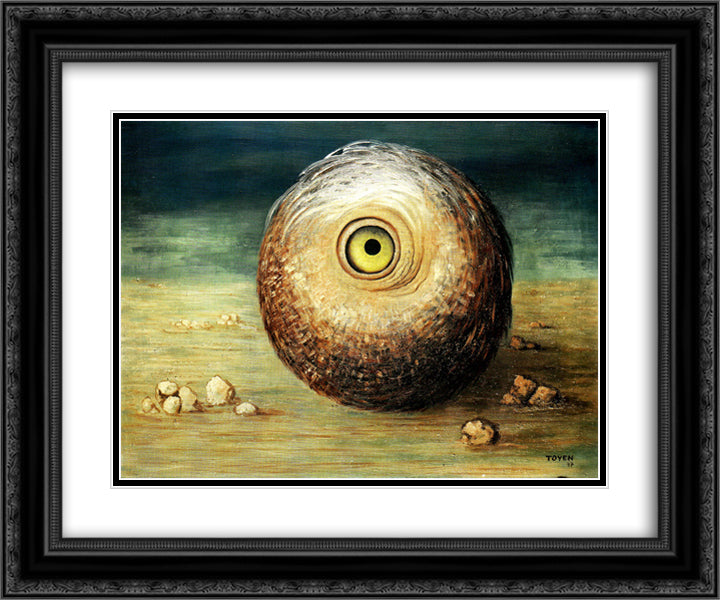 Objekt - fantom 24x20 Black Ornate Wood Framed Art Print Poster with Double Matting by Toyen