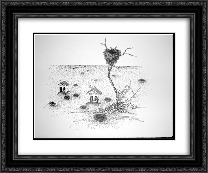The Shooting Gallery V 24x20 Black Ornate Wood Framed Art Print Poster with Double Matting by Toyen