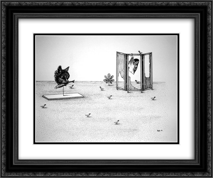 The Shooting Gallery VI 24x20 Black Ornate Wood Framed Art Print Poster with Double Matting by Toyen