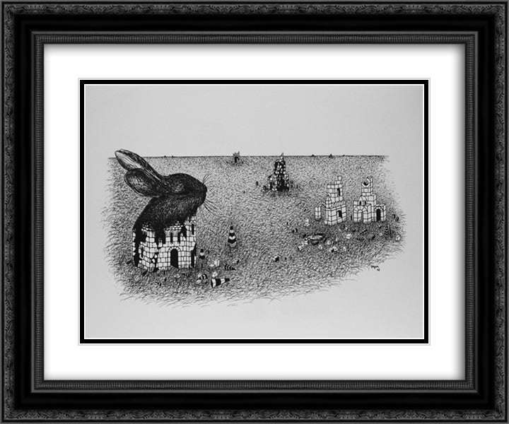 The Shooting Gallery XII 24x20 Black Ornate Wood Framed Art Print Poster with Double Matting by Toyen