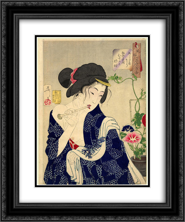 Looking as if she is waking up - The appearance of a maiden of the Koka era 20x24 Black Ornate Wood Framed Art Print Poster with Double Matting by Yoshitoshi, Tsukioka