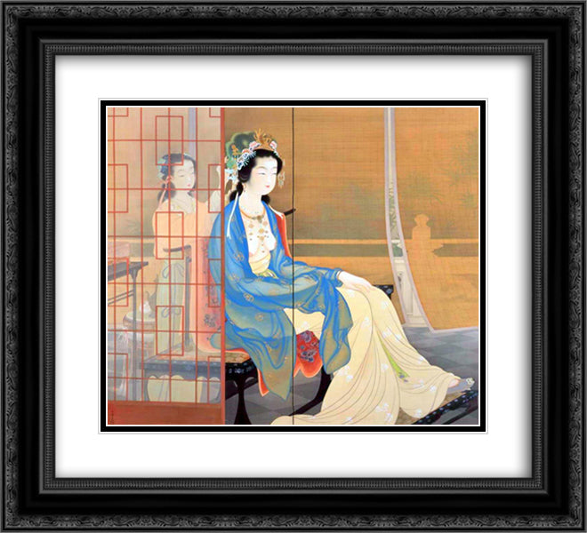 Yang gui fei 22x20 Black Ornate Wood Framed Art Print Poster with Double Matting by Shoen, Uemura