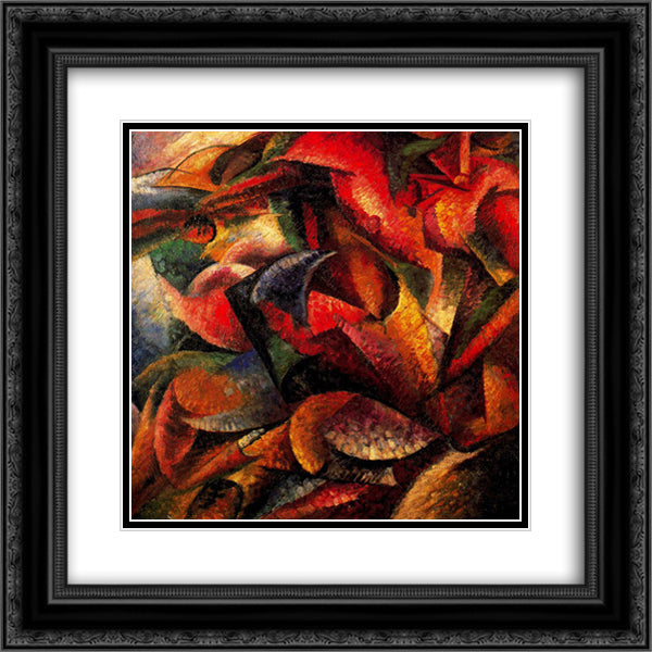 Dynamism of a Human Body 20x20 Black Ornate Wood Framed Art Print Poster with Double Matting by Boccioni, Umberto