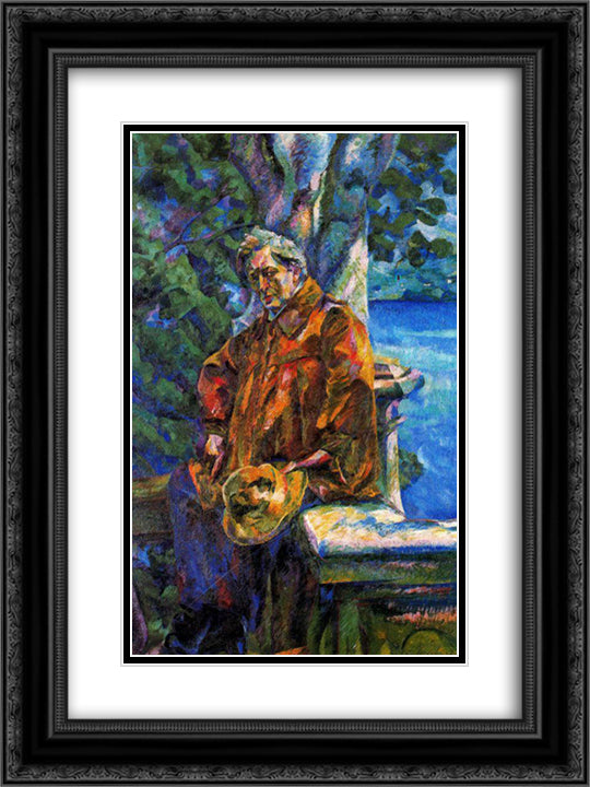 Ferruccio Busoni 18x24 Black Ornate Wood Framed Art Print Poster with Double Matting by Boccioni, Umberto