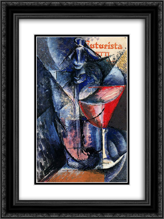 Glass and Syphon 18x24 Black Ornate Wood Framed Art Print Poster with Double Matting by Boccioni, Umberto