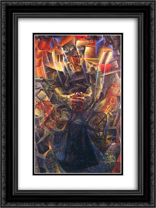 Materia 18x24 Black Ornate Wood Framed Art Print Poster with Double Matting by Boccioni, Umberto