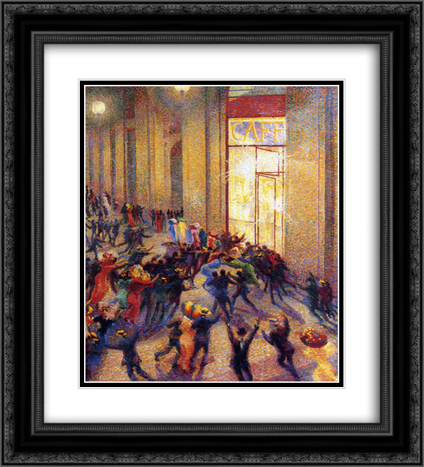 Riot in the Galleria 20x22 Black Ornate Wood Framed Art Print Poster with Double Matting by Boccioni, Umberto