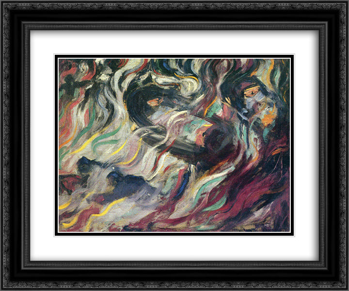 States of Mind The Farewells 24x20 Black Ornate Wood Framed Art Print Poster with Double Matting by Boccioni, Umberto
