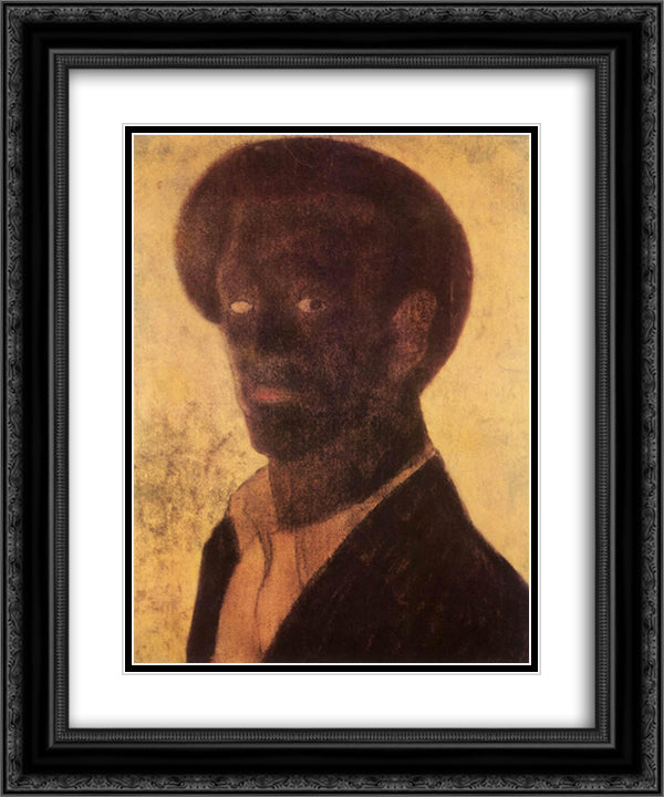 Black Self-Portrait 20x24 Black Ornate Wood Framed Art Print Poster with Double Matting by Lajos, Vajda
