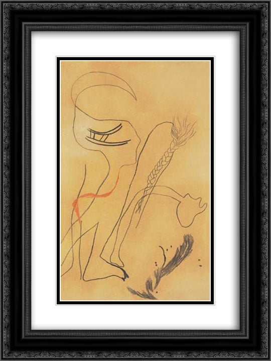 Composition with Braided Hair 18x24 Black Ornate Wood Framed Art Print Poster with Double Matting by Lajos, Vajda